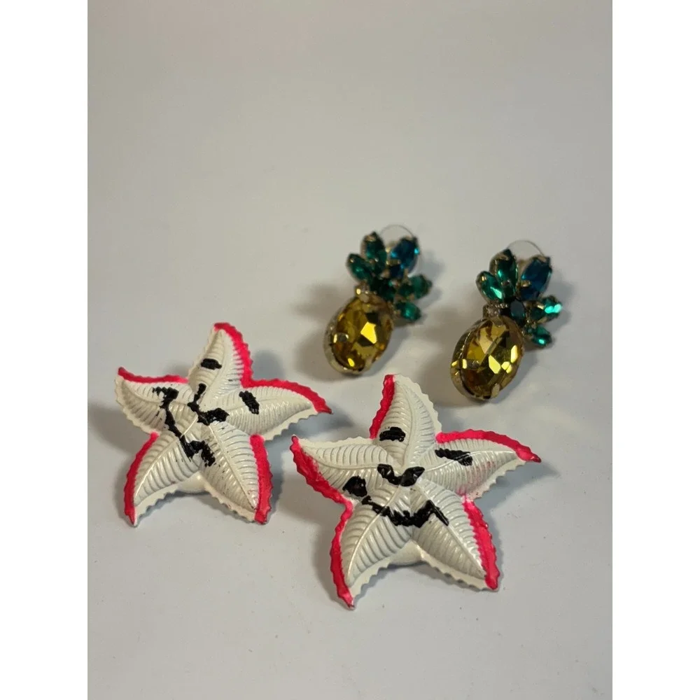 Pierced Novelty Vacation Earrings Fashion Pineapple Starfish - Picture 2 of 4